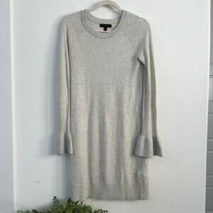 Banana Republic Tall Sweater Dress Light Gray Merino Wool Cashmere S Minimalist